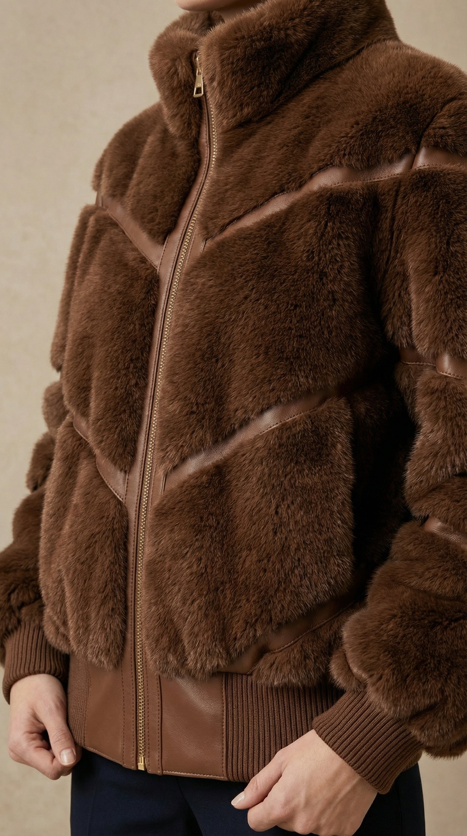 Kadın Teddy (Peluş) Ceket – Peluş doku Kahverengi