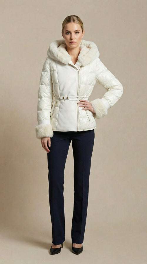 Kadın Kapitone Şişme Mont – Kapüşonlu Ekru