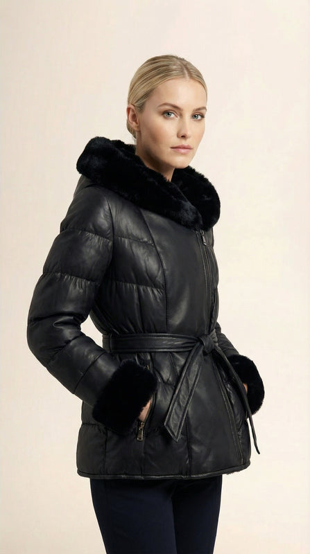 Kadın Kapitone Şişme Mont – Kısa boy Siyah - 38 Beden