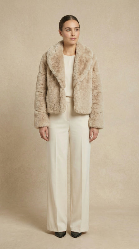 Kadın Tüvit Ceket – Kısa boy Bej - 38 Beden