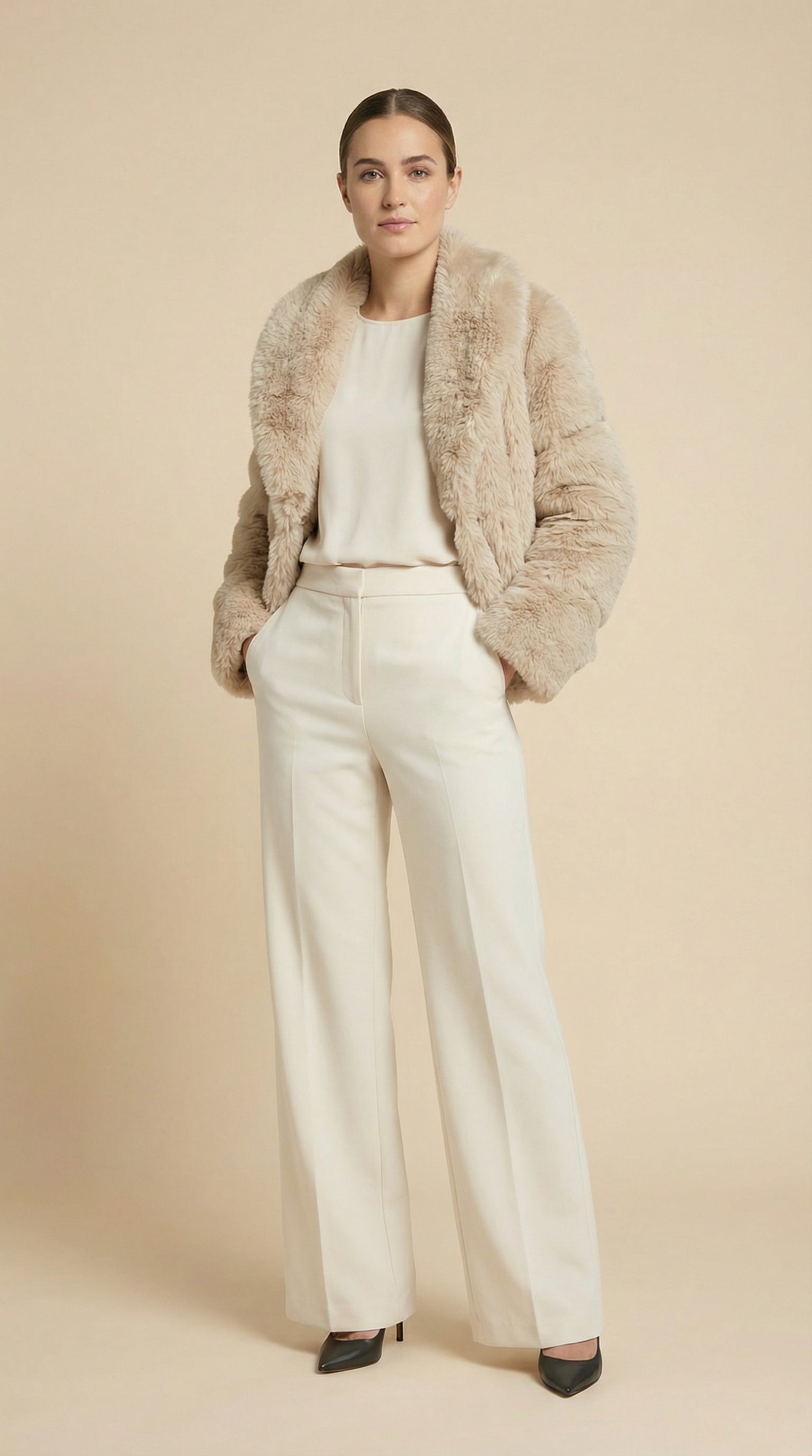 Kadın Tüvit Ceket – Kısa boy Bej