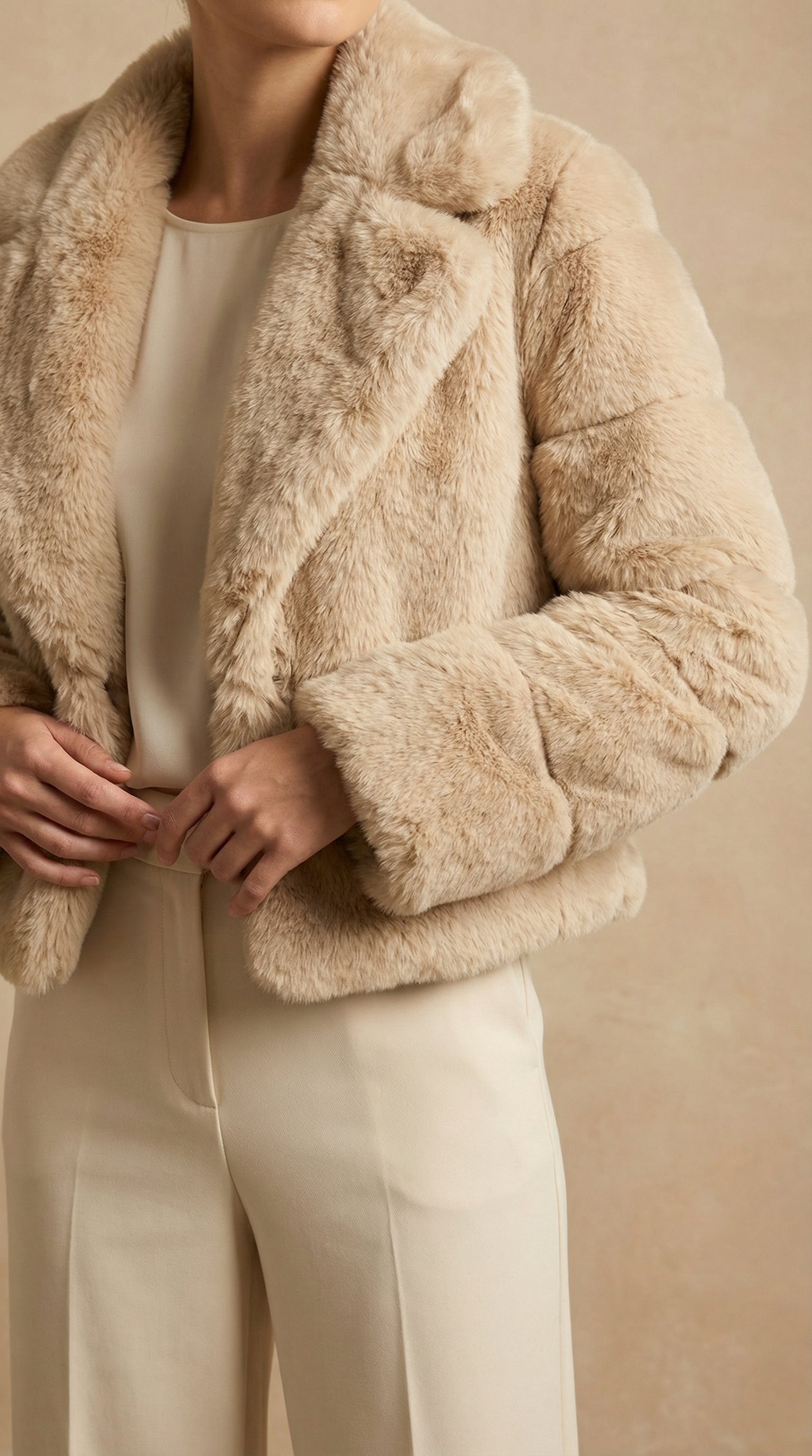 Kadın Tüvit Ceket – Kısa boy Bej