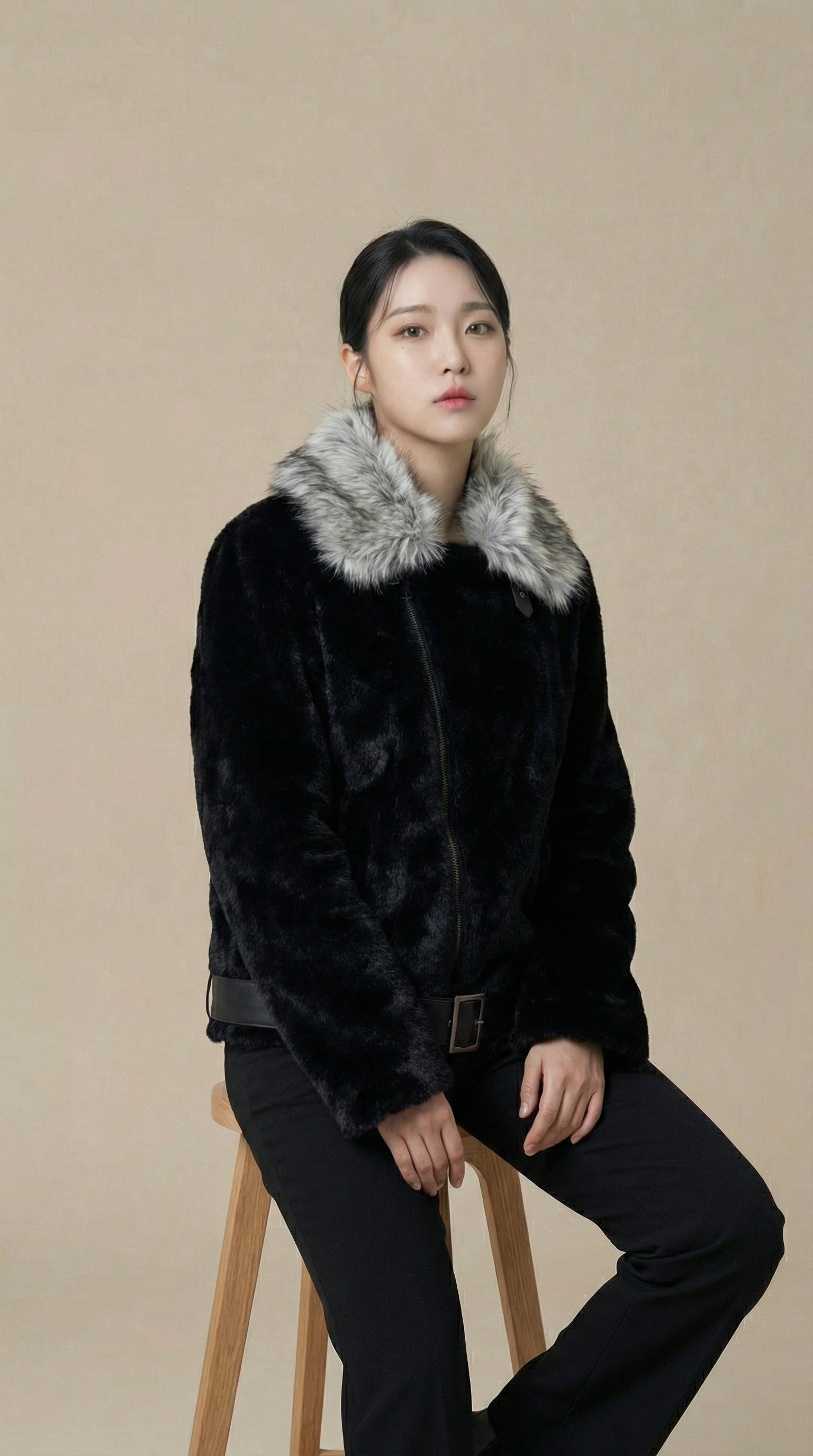 Kadın Suni Kürk Ceket – Bomber form Siyah