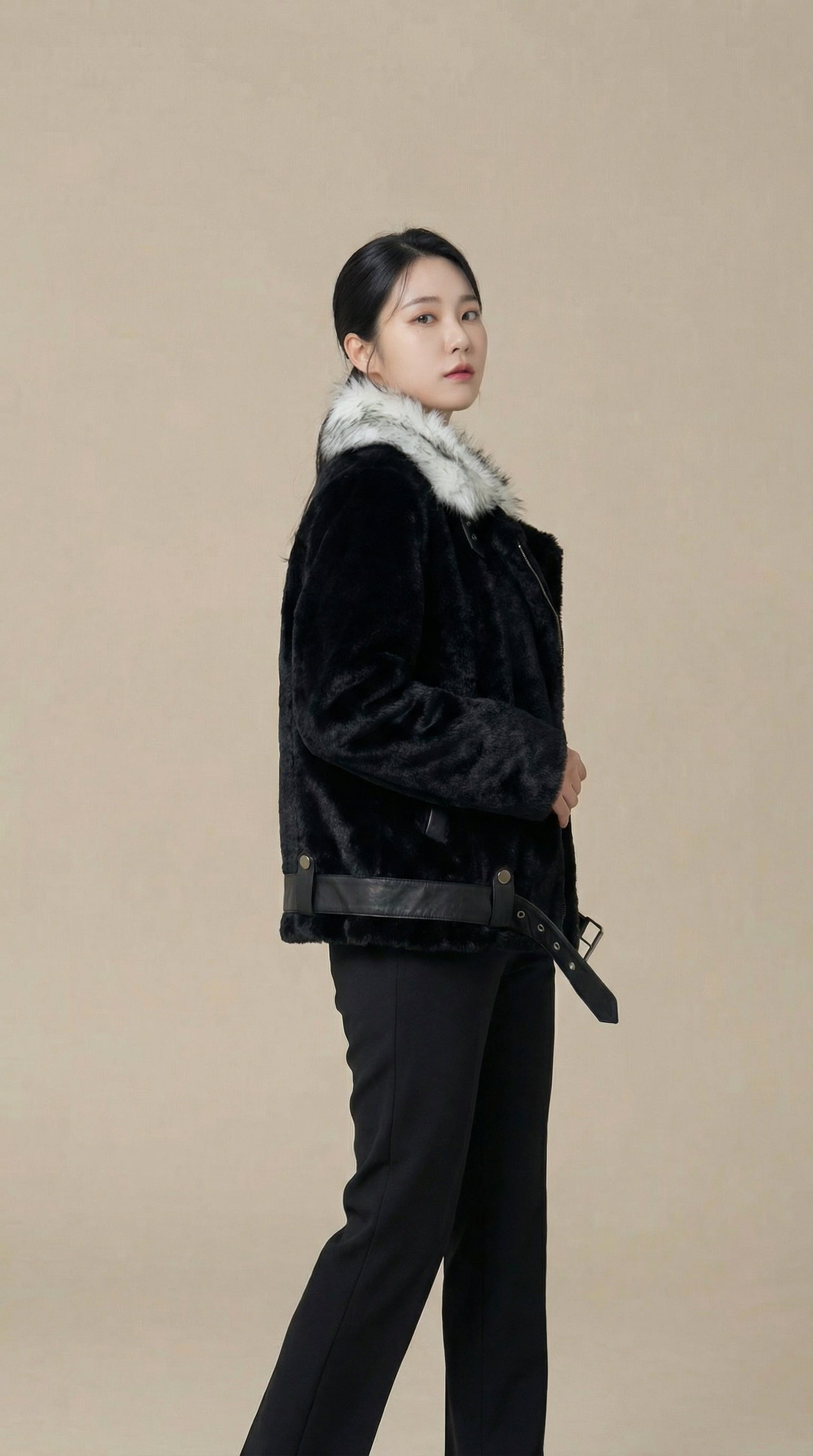 Kadın Suni Kürk Ceket – Bomber form Siyah