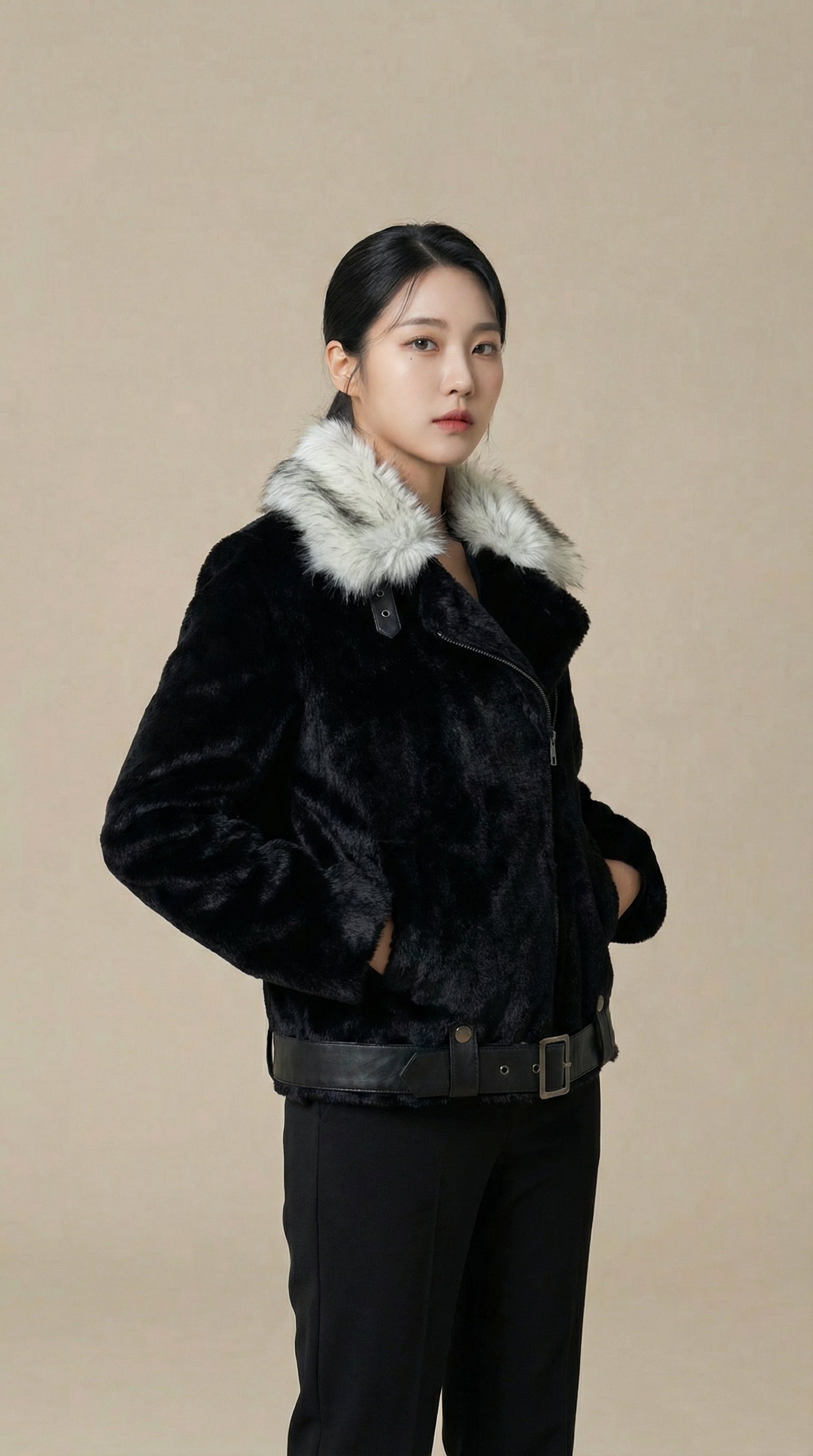 Kadın Suni Kürk Ceket – Bomber form Siyah