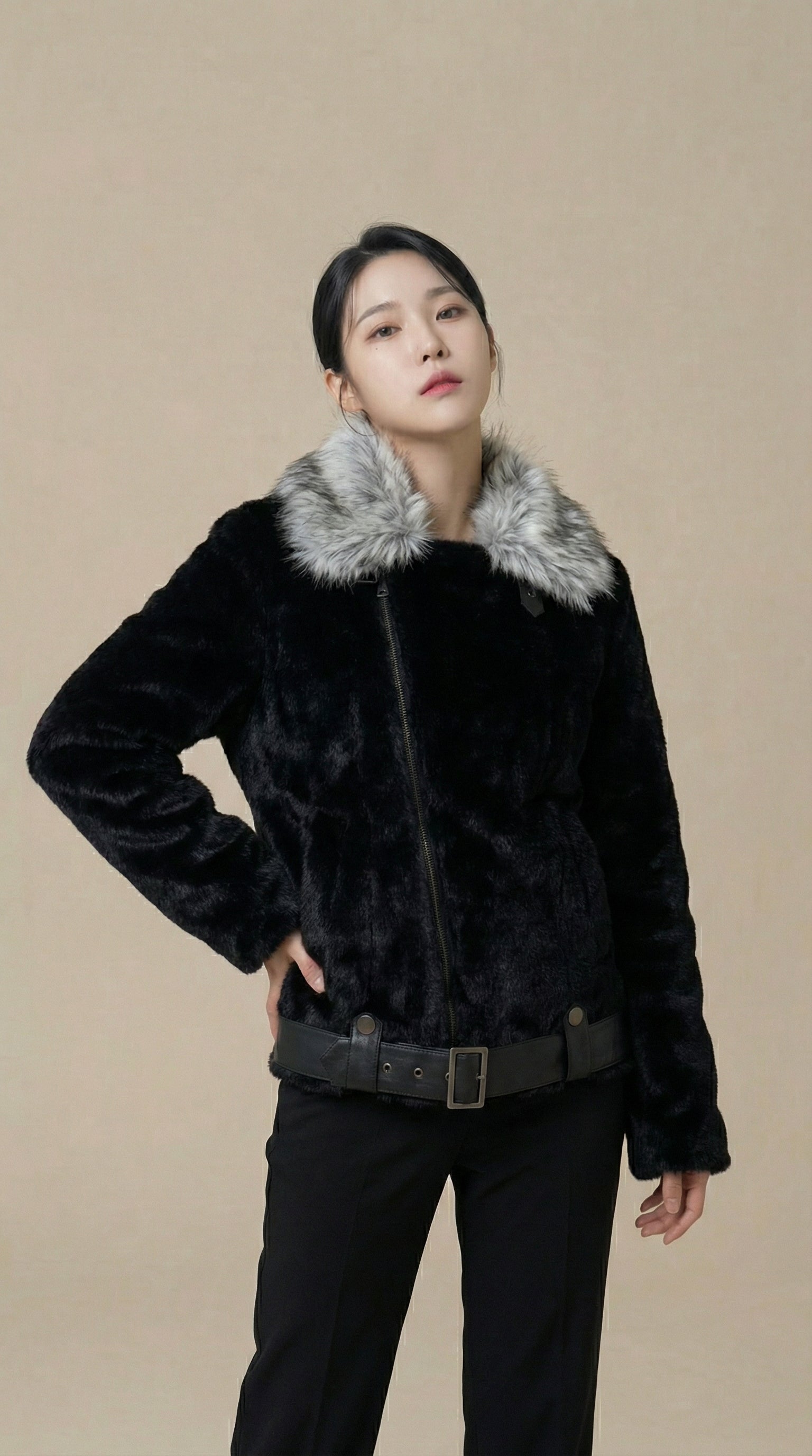 Kadın Suni Kürk Ceket – Bomber form Siyah
