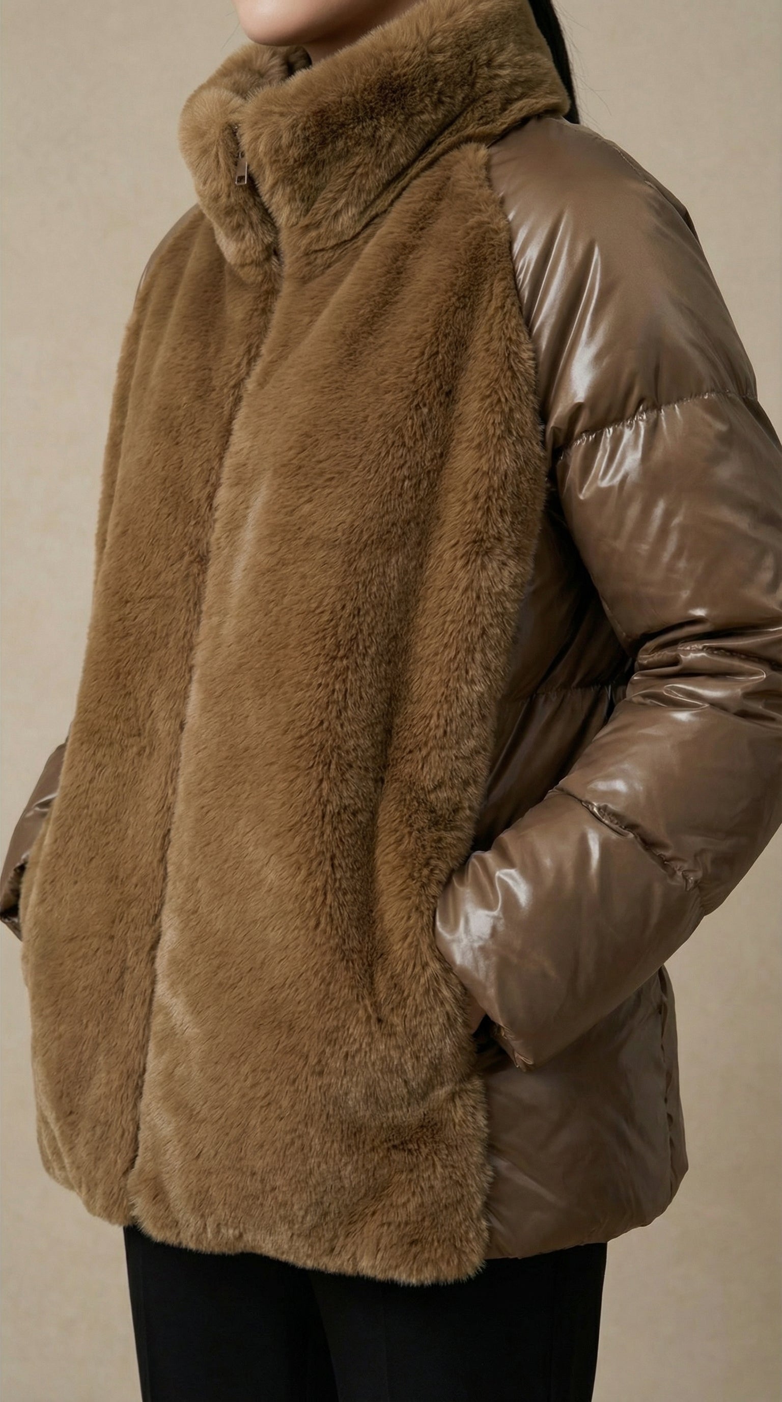 Kadın Teddy (Peluş) Ceket – Peluş doku Vizon