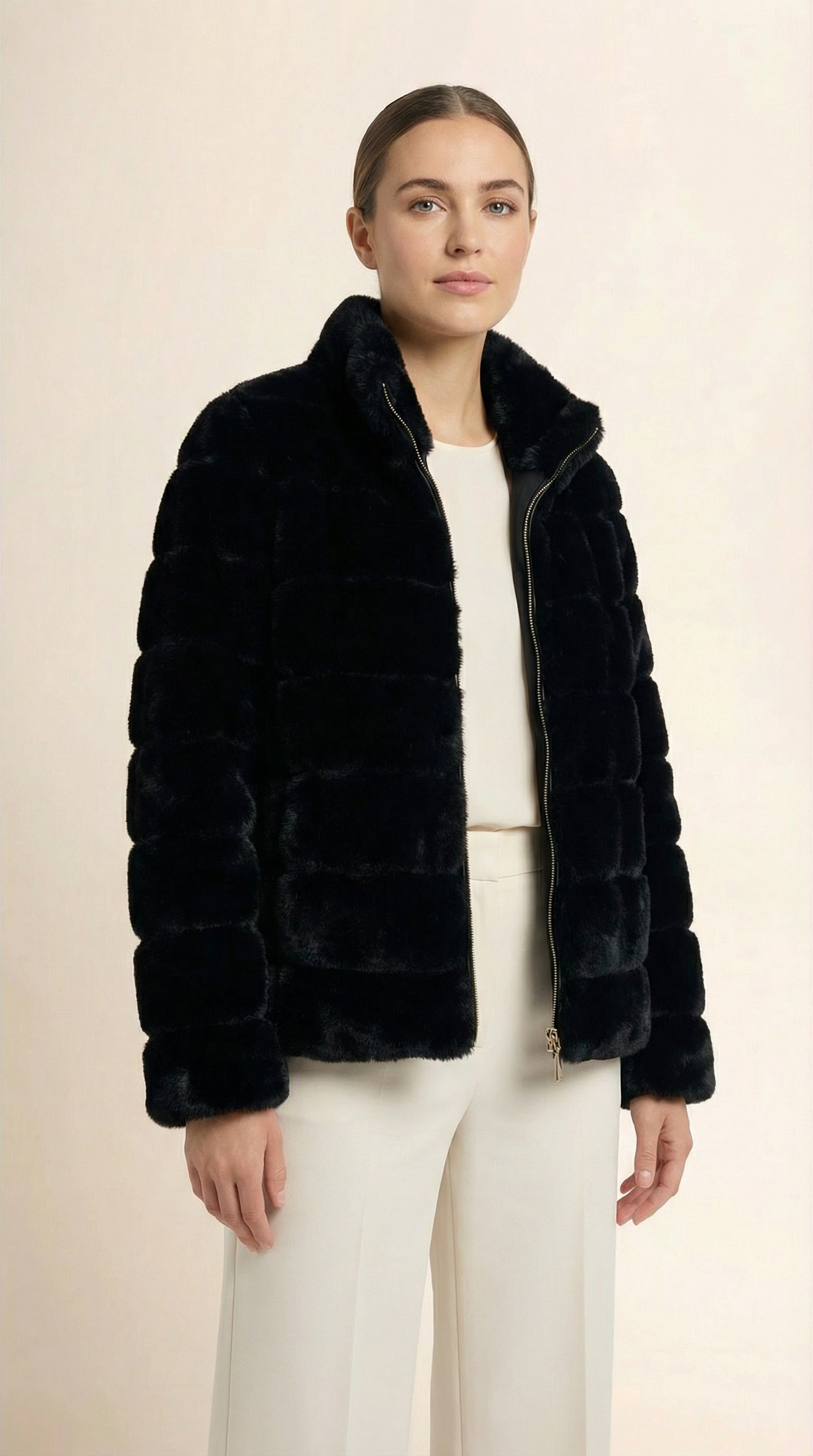 Kadın Suni Kürk Kaban – Yumuşak doku Siyah