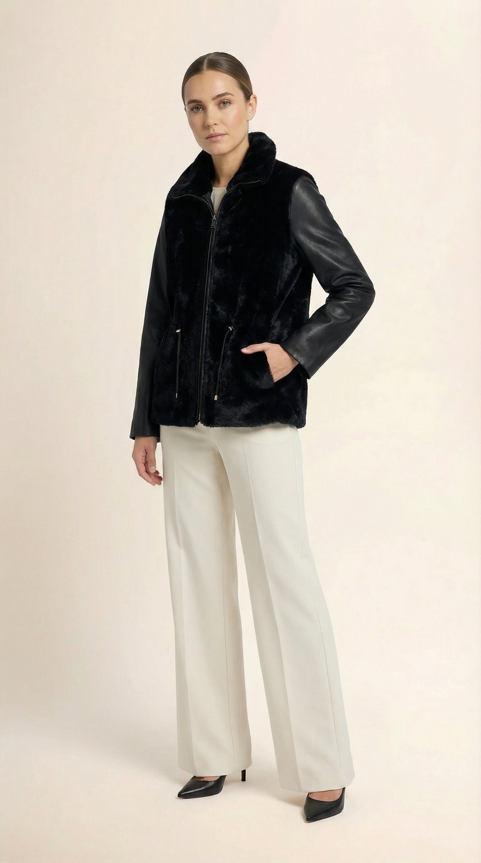 Kadın Suni Kürk Yelek – Uzun boy Siyah