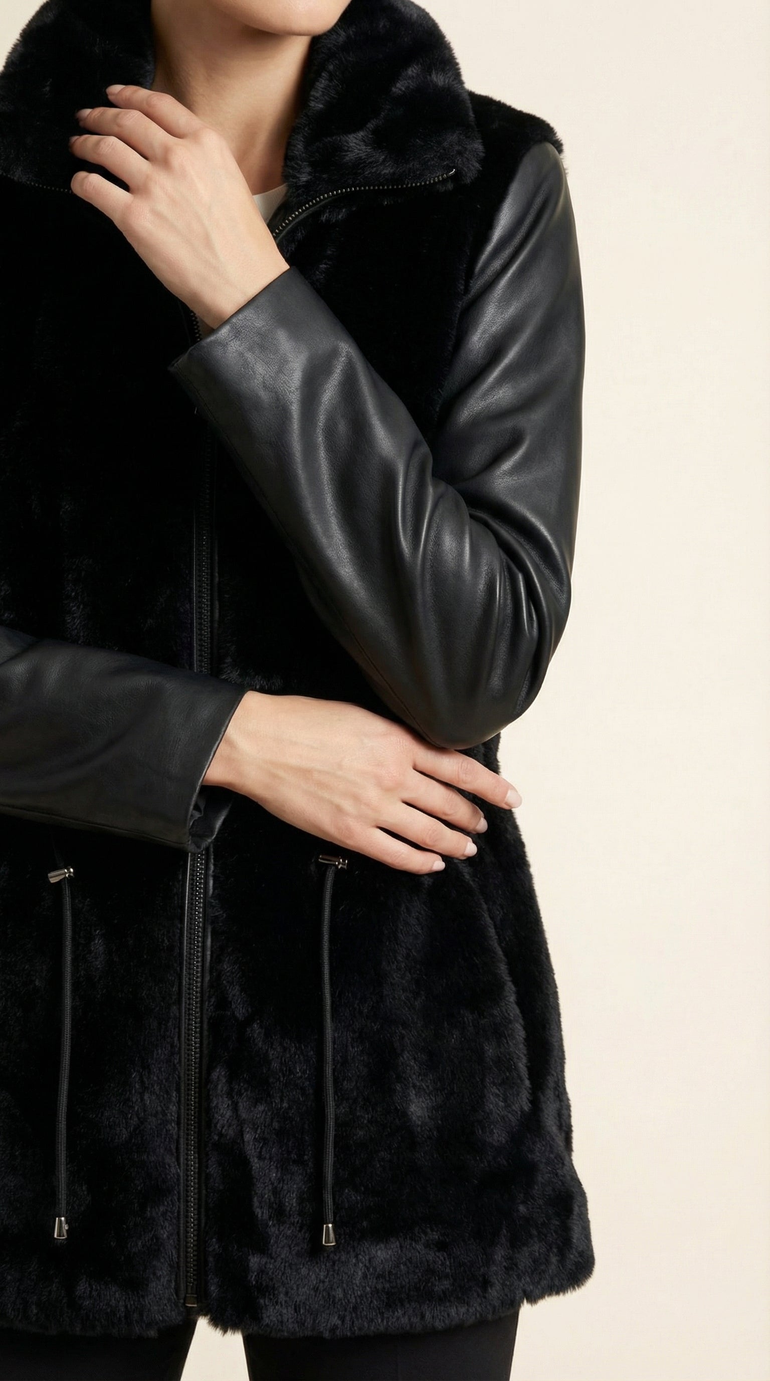 Kadın Suni Kürk Yelek – Uzun boy Siyah