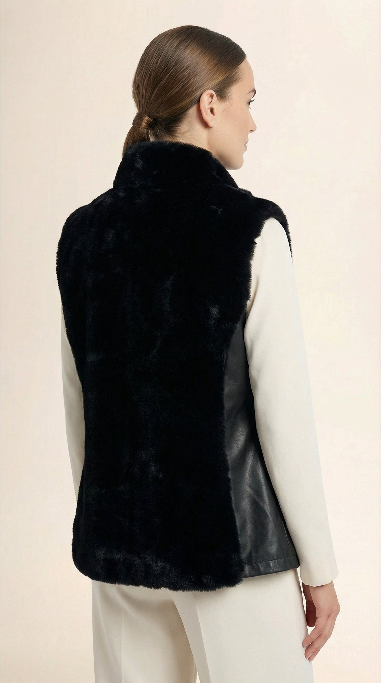 Kadın Suni Kürk Yelek – Kolsuz Siyah