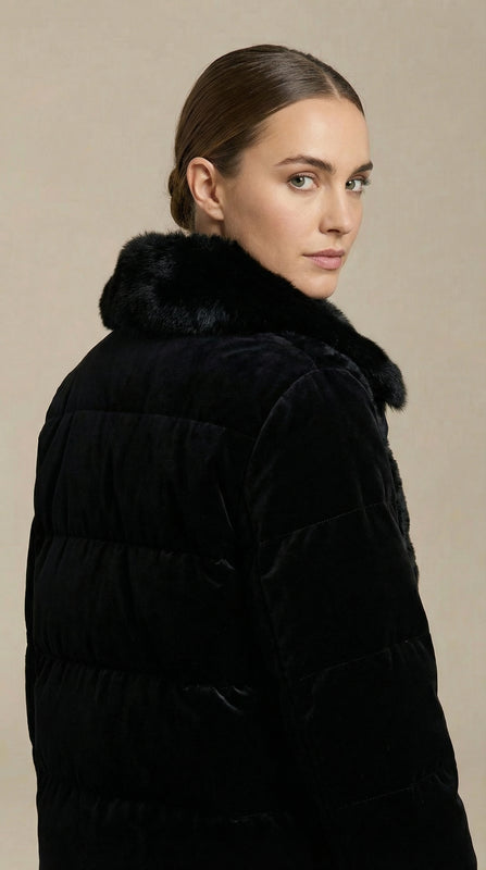 Kadın Kapitone Şişme Mont – Kapüşonlu Siyah - 38 Beden