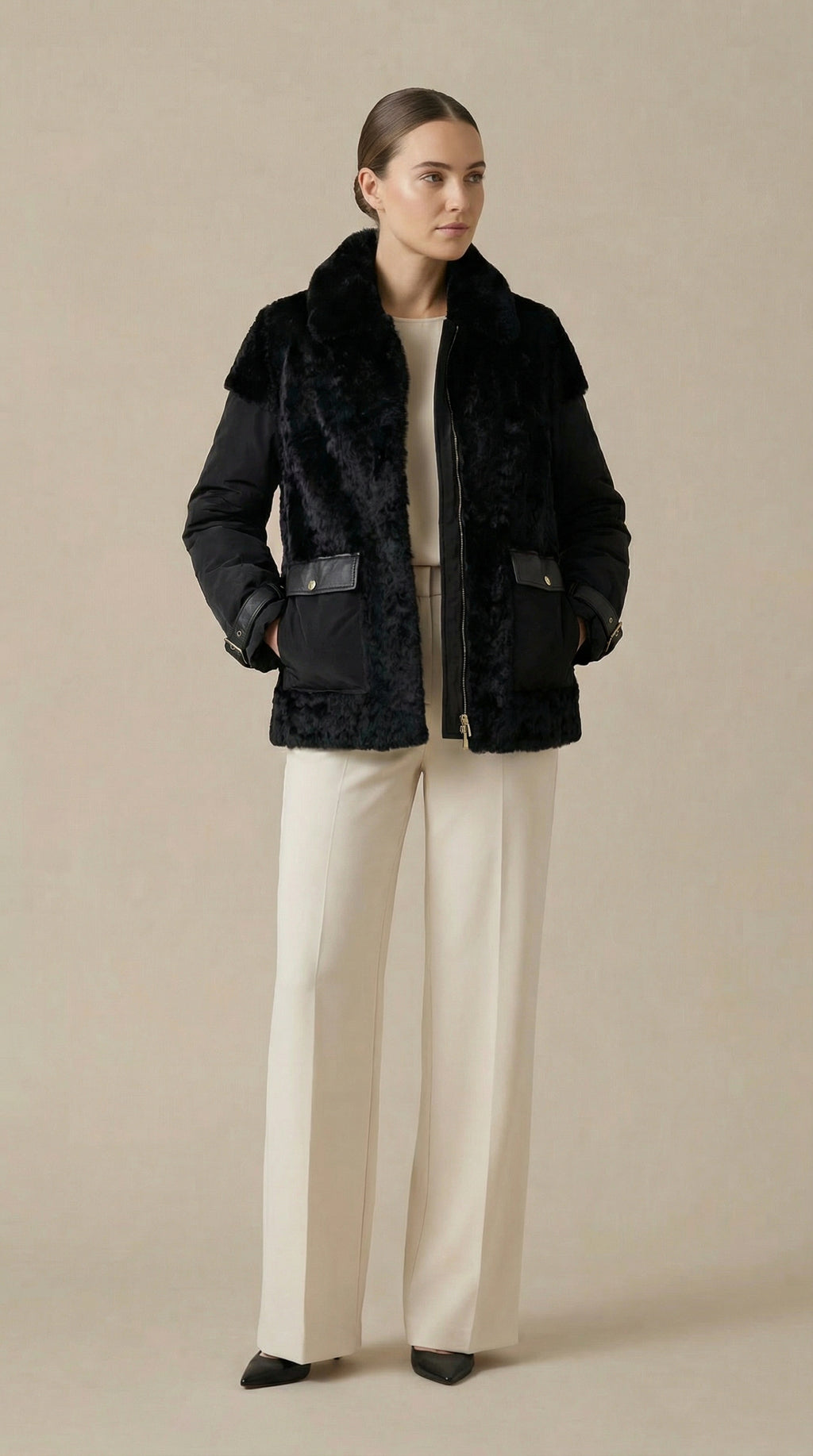 Kadın Kapitone Kürk – Yakalı Siyah