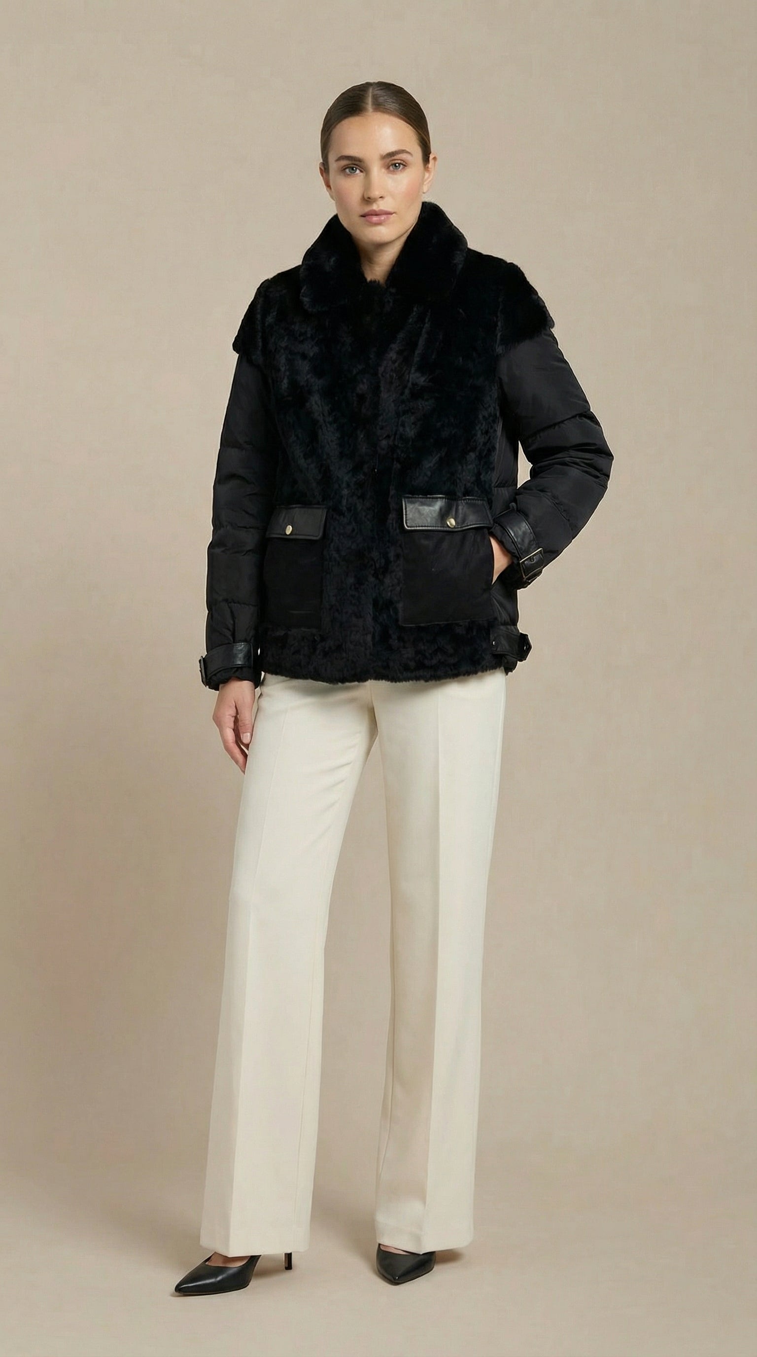 Kadın Kapitone Kürk – Yakalı Siyah