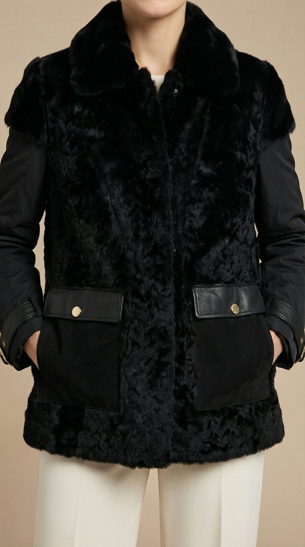 Kadın Kapitone Kürk – Yakalı Siyah