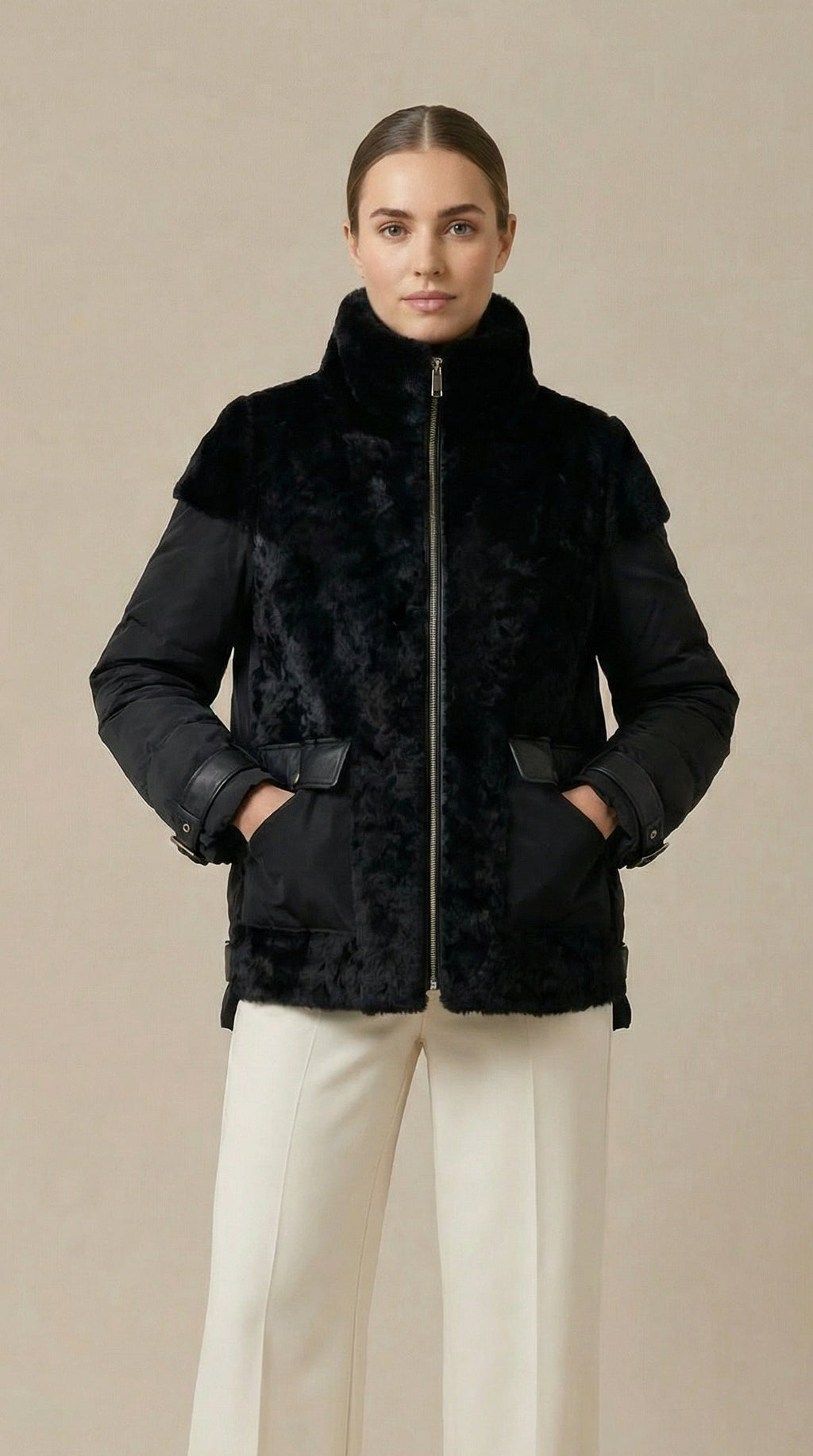 Kadın Kapitone Kürk – Yakalı Siyah