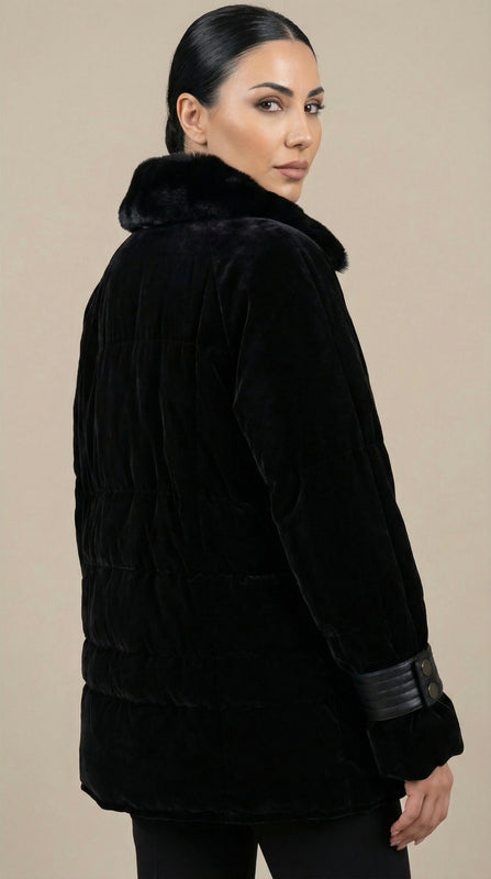 Kadın Suni Kürk Kaban – Kapüşonlu Siyah - 38 Beden