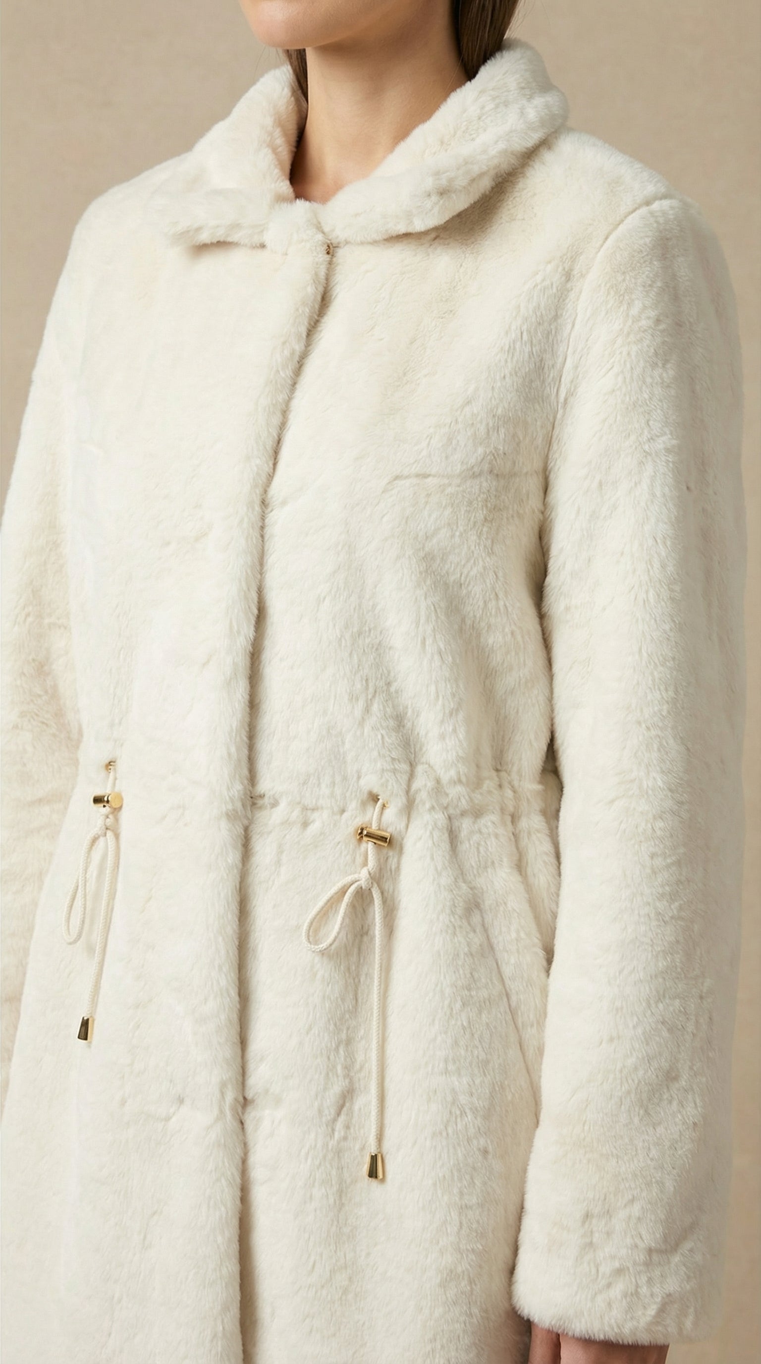 Kadın Teddy (Peluş) Kaban – Kuşaklı Krem