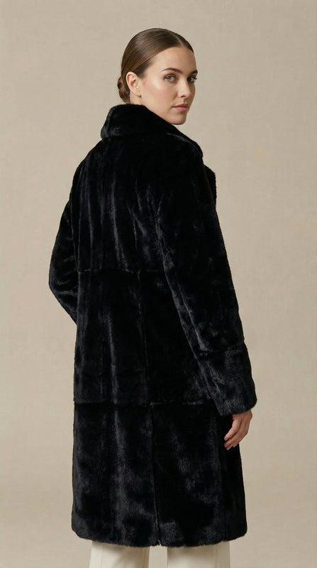 Kadın Suni Kürk Kaban – Uzun boy Siyah - 38 Beden