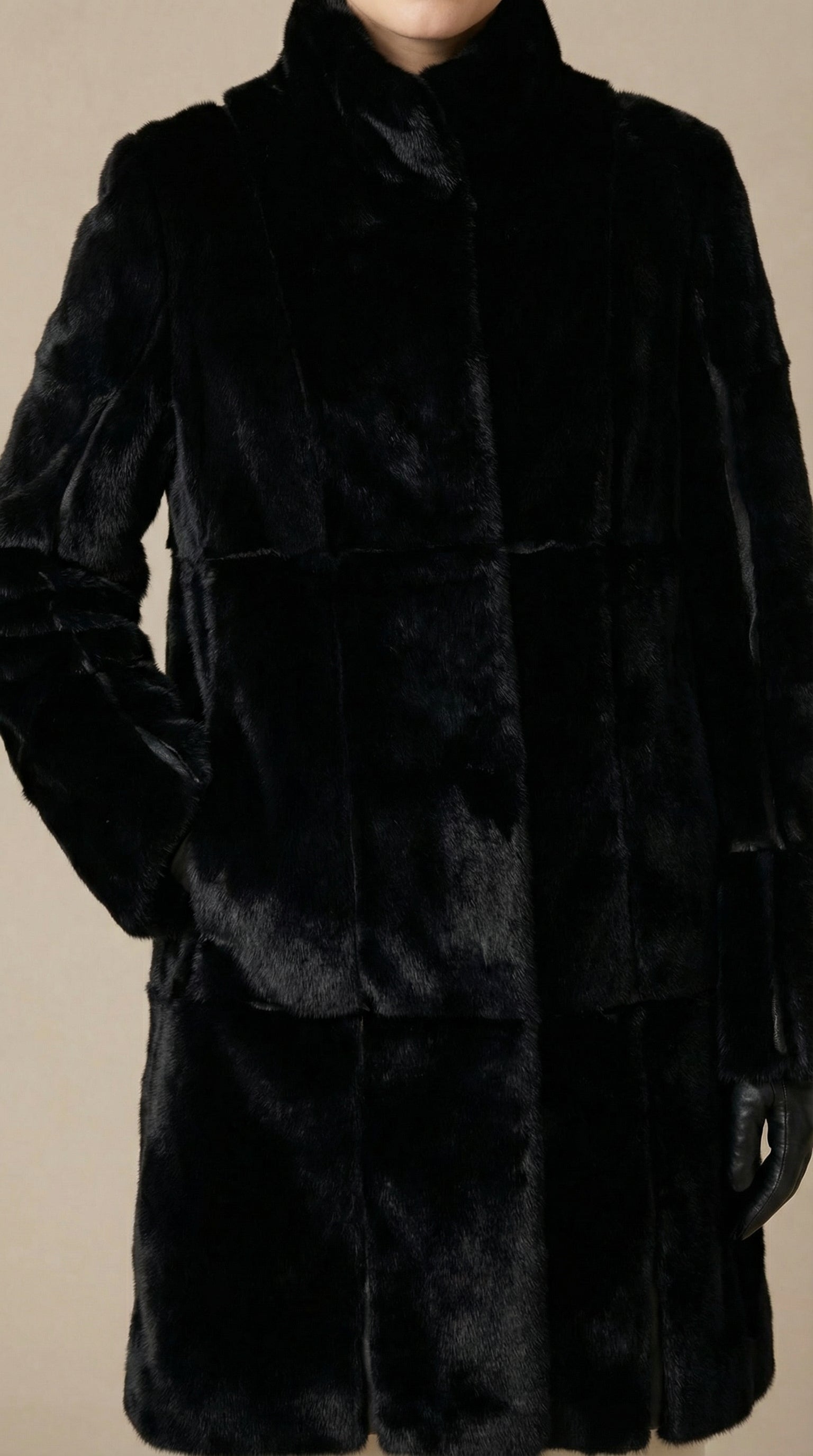 Kadın Suni Kürk Kaban – Uzun boy Siyah