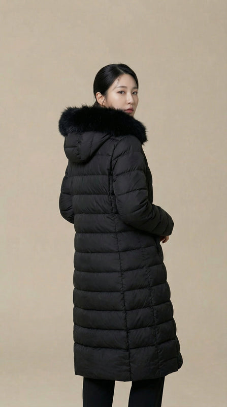 Kadın Kapitone Şişme Mont – Kapüşonlu Siyah - 38 Beden