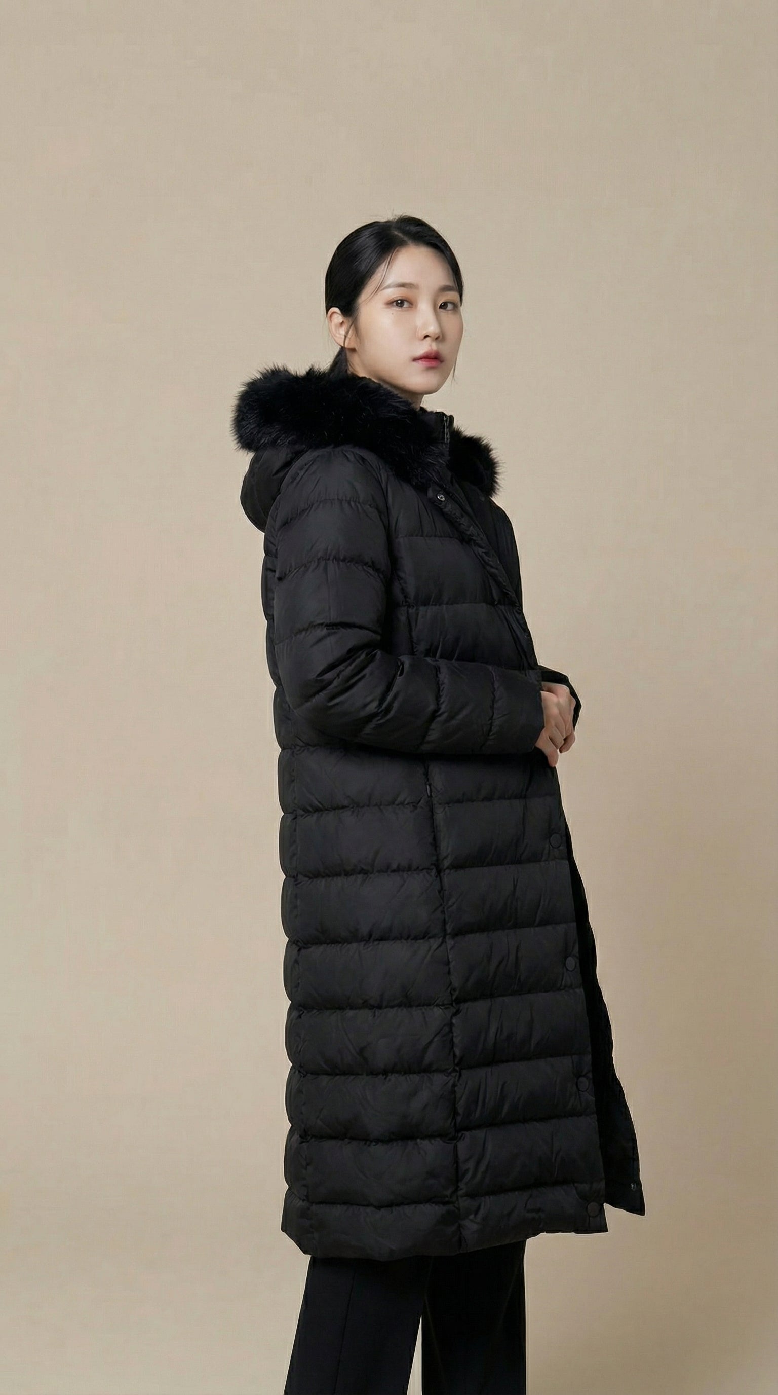 Kadın Kapitone Şişme Mont – Kapüşonlu Siyah