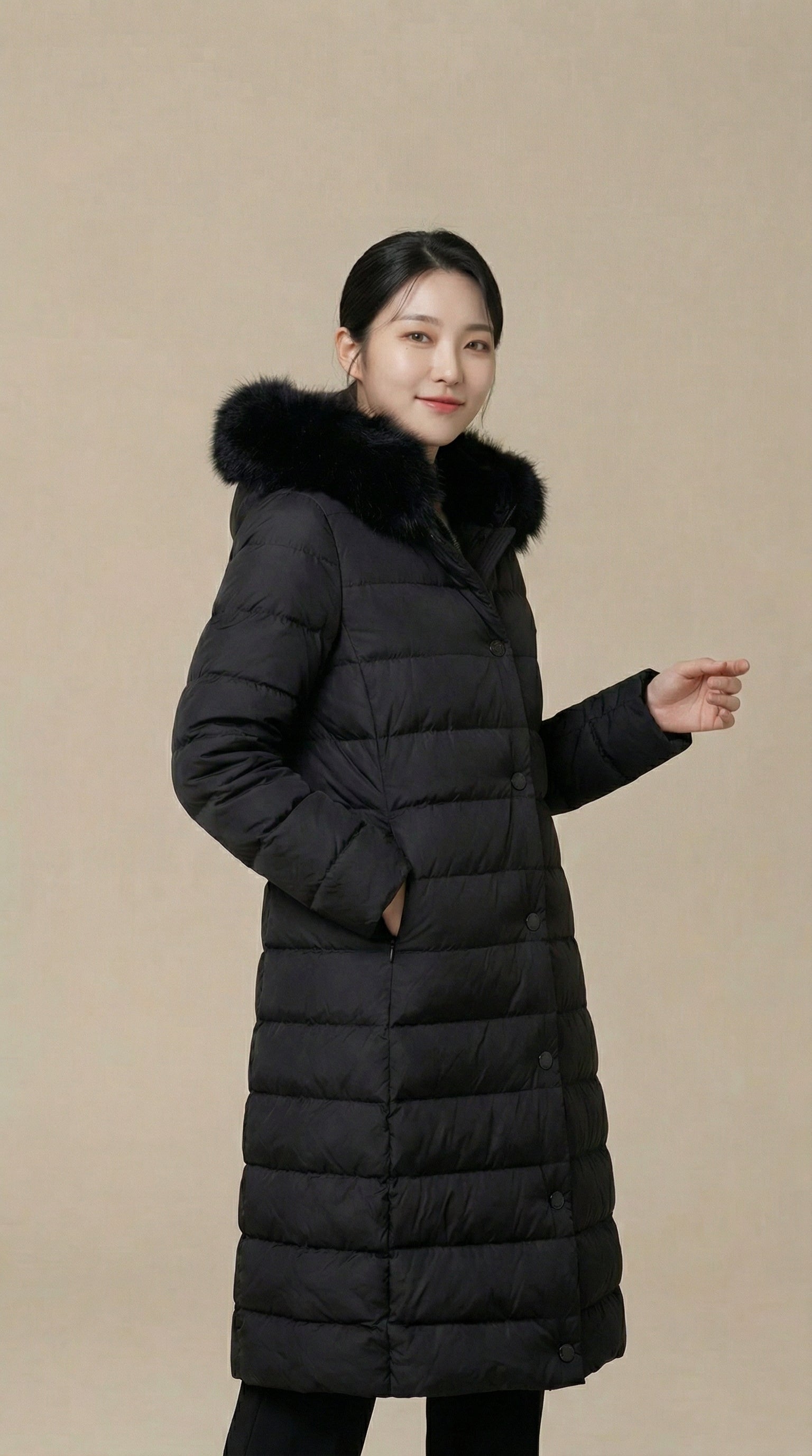 Kadın Kapitone Şişme Mont – Kapüşonlu Siyah