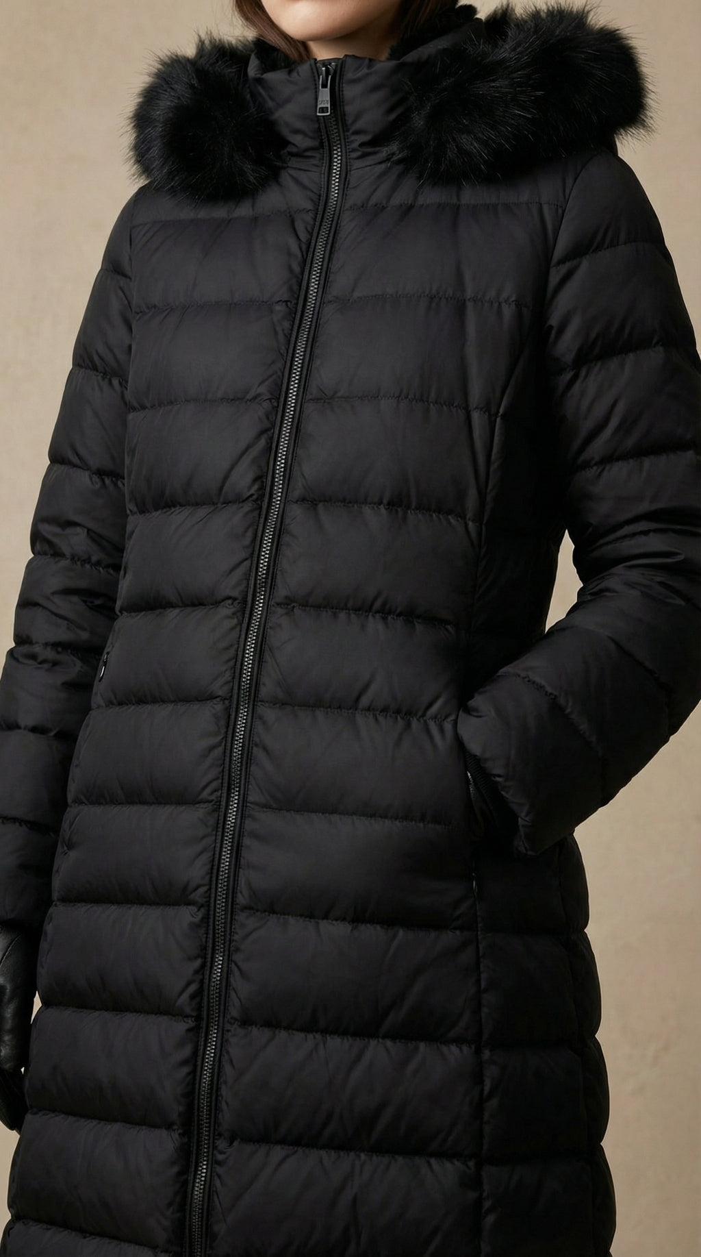 Kadın Kapitone Şişme Mont – Kapüşonlu Siyah