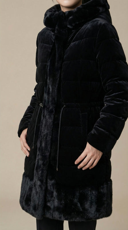 Kadın Suni Kürk Kaban – Tok duruş Siyah - 38 Beden