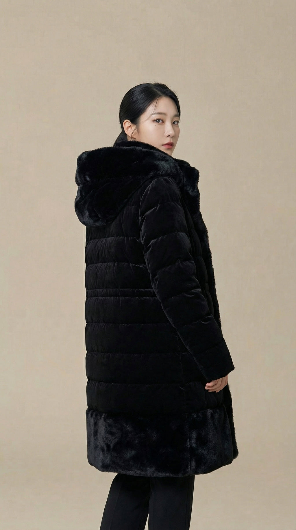 Kadın Suni Kürk Kaban – Tok duruş Siyah