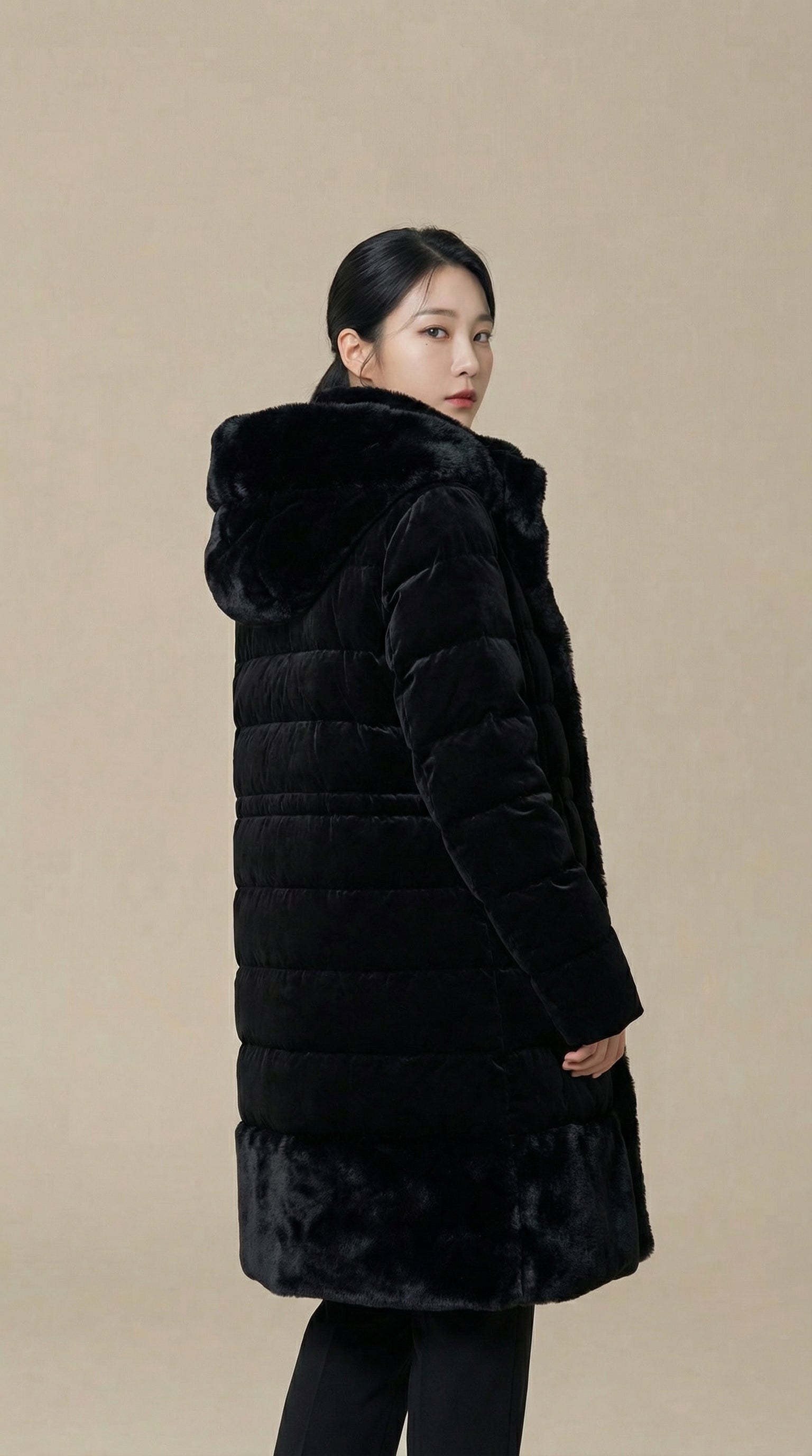 Kadın Suni Kürk Kaban – Tok duruş Siyah