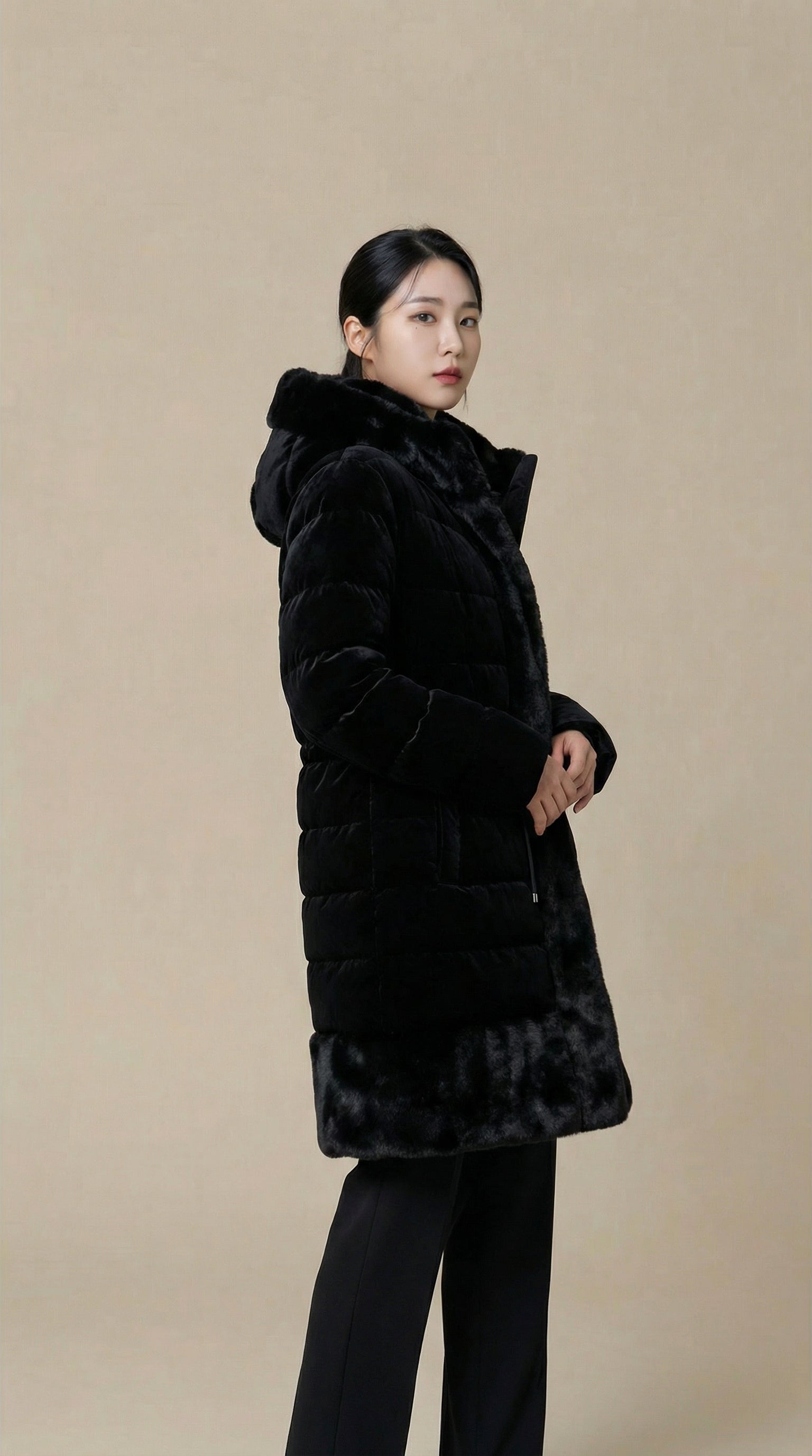 Kadın Suni Kürk Kaban – Tok duruş Siyah