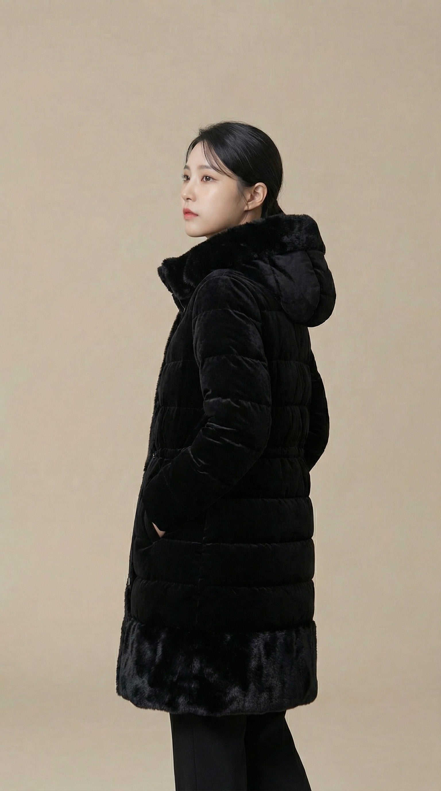 Kadın Suni Kürk Kaban – Tok duruş Siyah