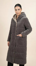 Kadın Kapitone Mont – Kapüşonlu Gri - 38 Beden