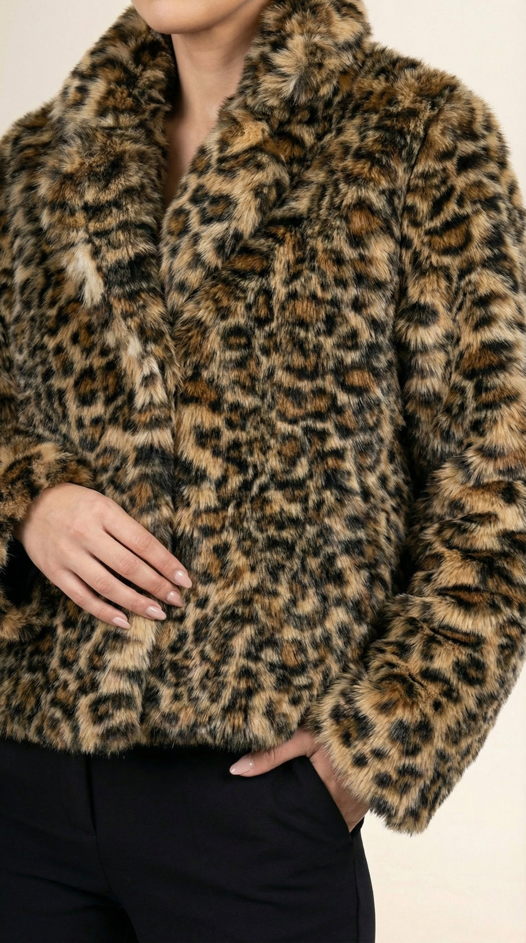 Kadın Leopar Desenli Kaban – Leopar Desen Camel